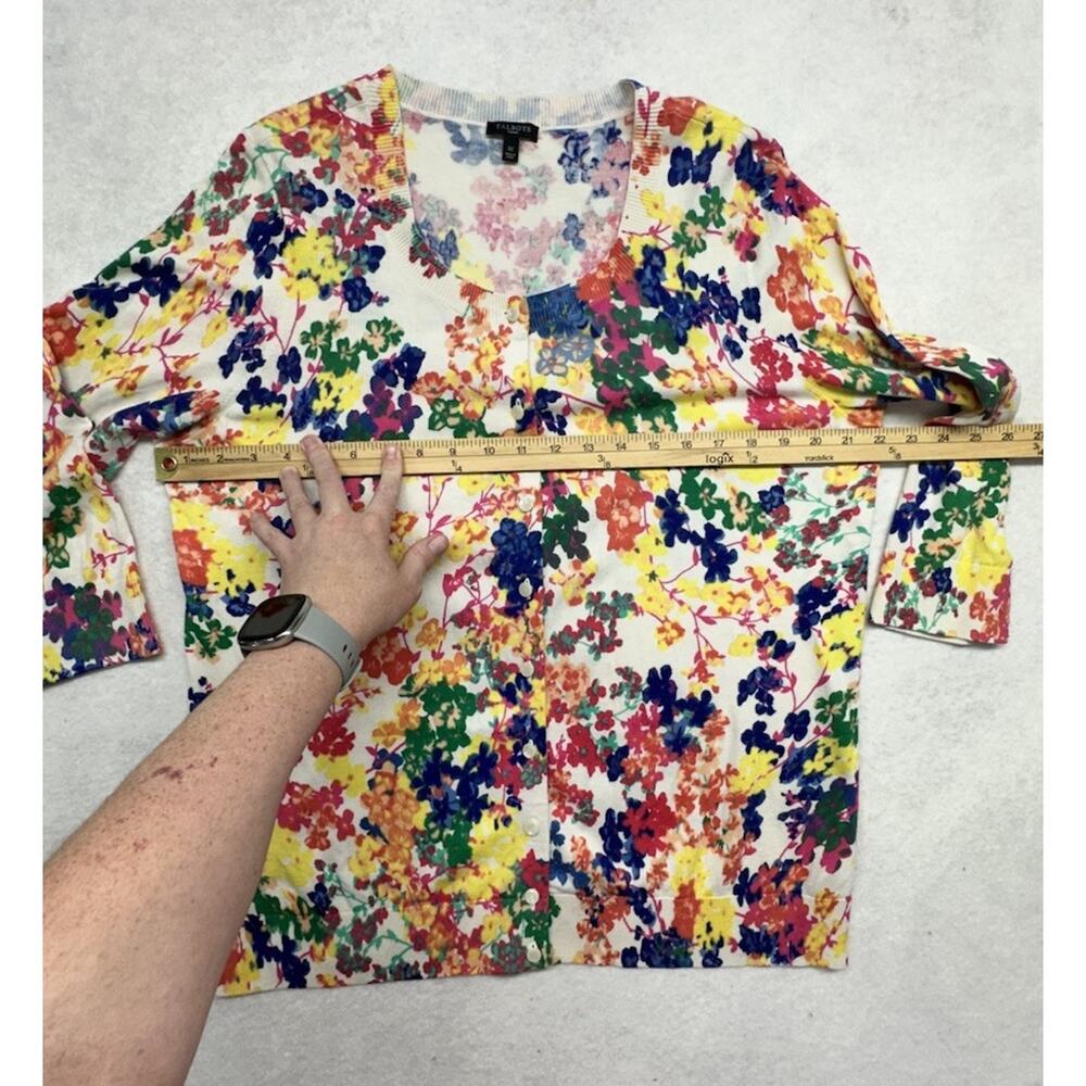 Talbots Womens Size 1X Cardigan Sweater Multi Floral Pattern 3/4 Sleeve - Picture 4 of 6